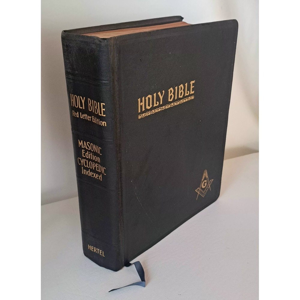 Hertel Holy Bible Red Letter Masonic Edition Cyclopedic Indexed Freemason 1955